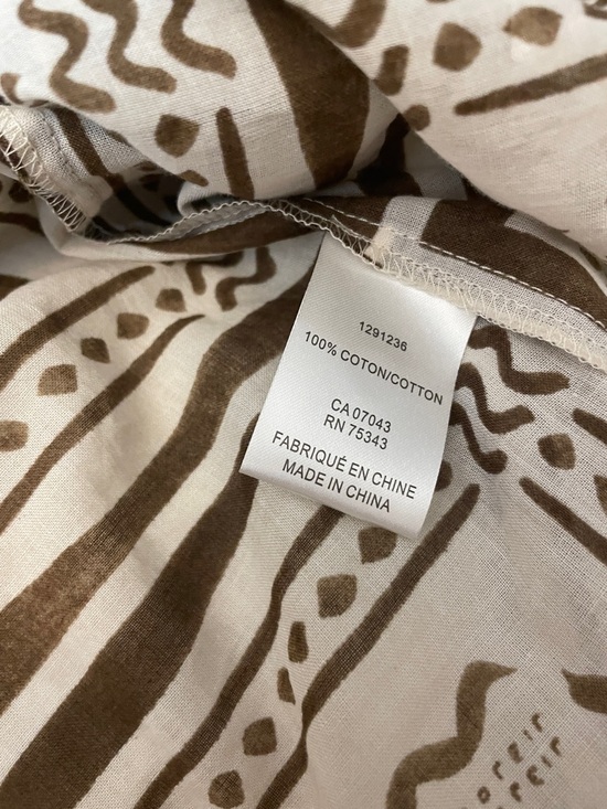 New Calypso St. Barth resort Print Cream/Brown Button Down Shirt Top Cotton Sz L - Picture 9 of 10